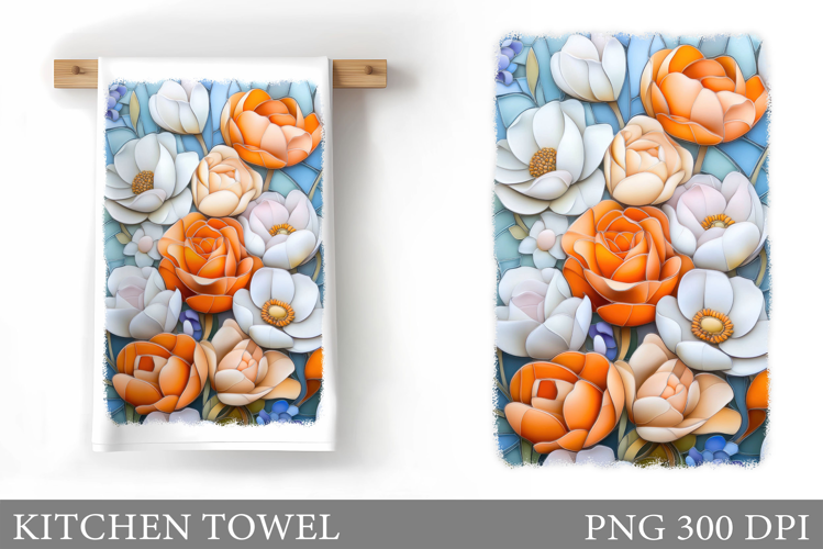 Flowers Kitchen Towel Design. Kitchen Towel Sublimation