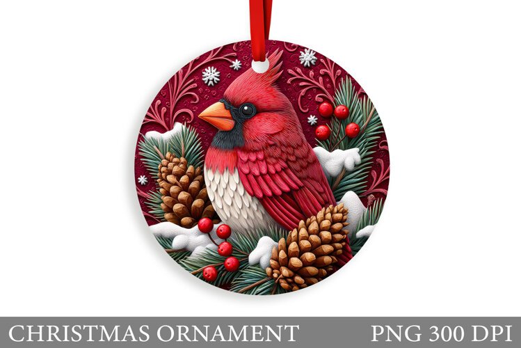 Cardinal Christmas Ornament. Christmas Bird Sublimation example image 1