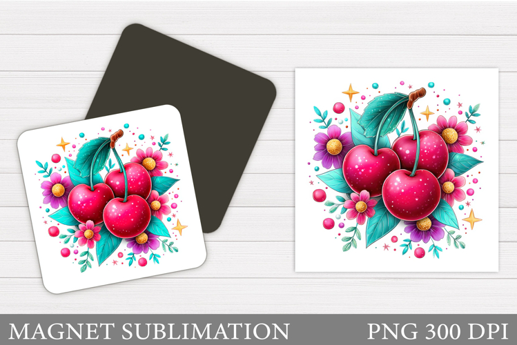 Cherry Magnet Design. Berries Magnet Sublimation