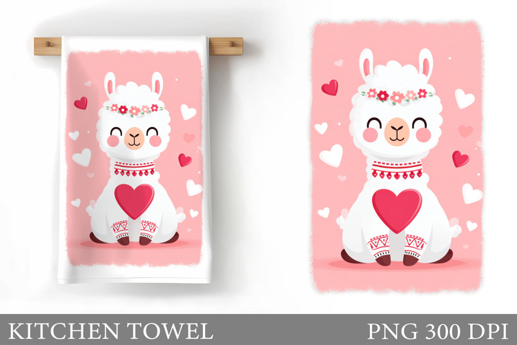 Valentines Lama Kitchen Towel. Valentines Kitchen Towel