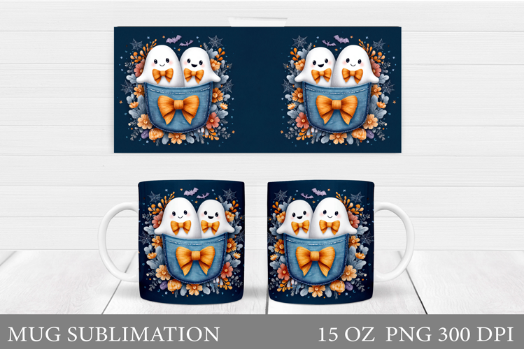 Ghost Mug Sublimation. Halloween Mug Design