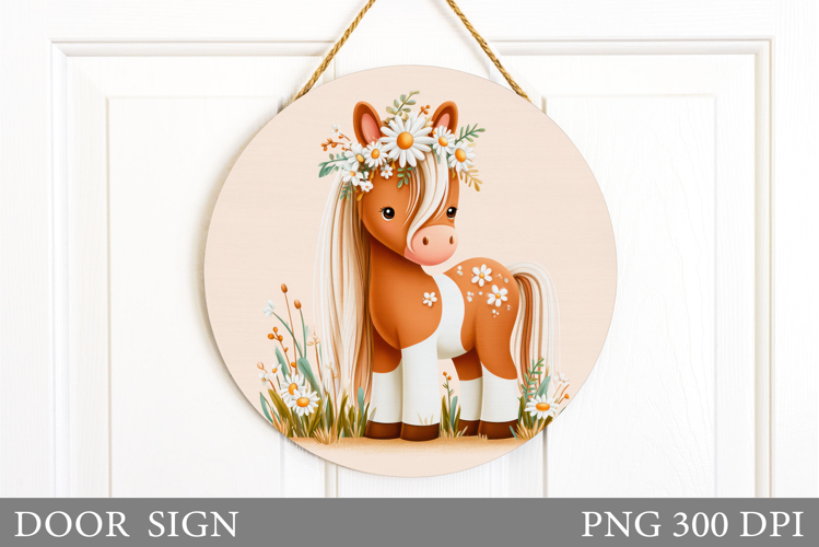 Cute Horse Door Sign Design. Cute Horse Sublimation