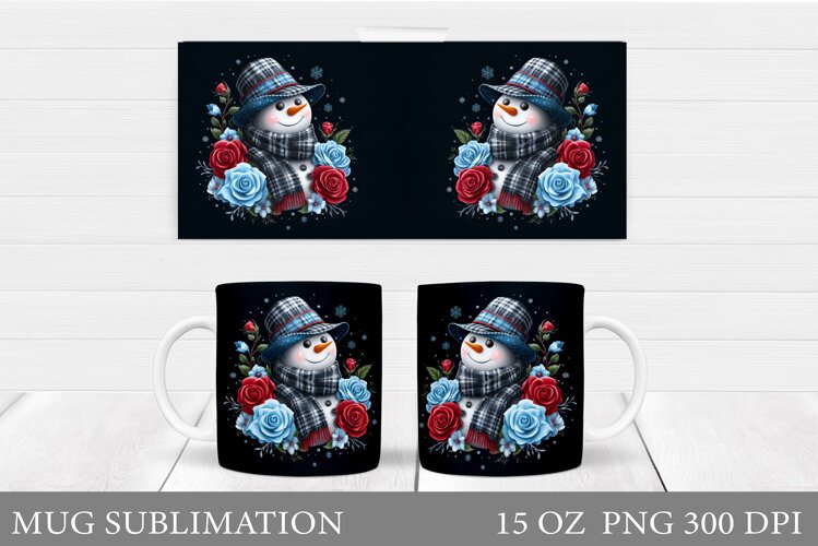 Snowman Mug Wrap Design. Christmas Mug Sublimation example image 1