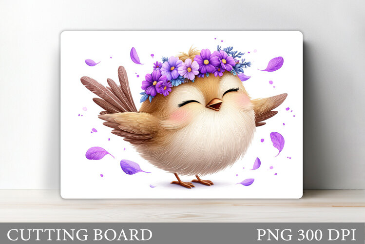 Cute Bird Cutting Board Design. Cute Bird Sublimation example image 1