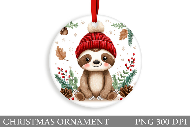 Christmas Sloth Keychain. Sloth Christmas Keychain Design