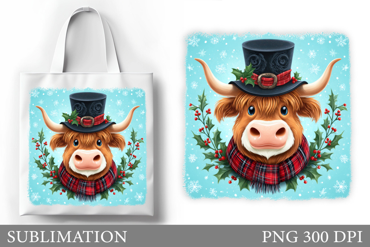 Christmas Cow Tote Bag. Christmas Tote Bag Sublimation