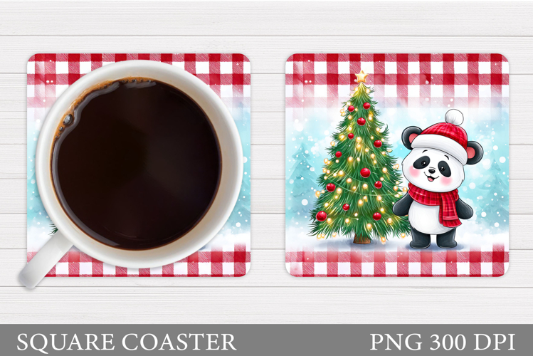 Christmas Panda Coaster. Christmas Coaster Sublimation