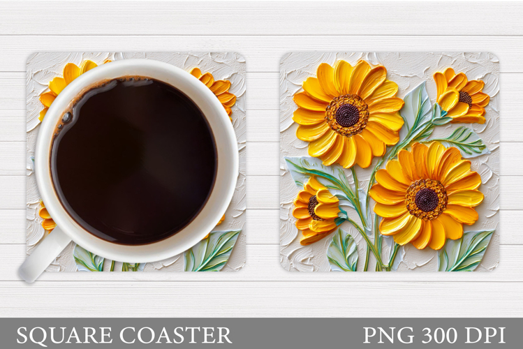 Flowers Coaster Sublimation. Floral Coaster Design