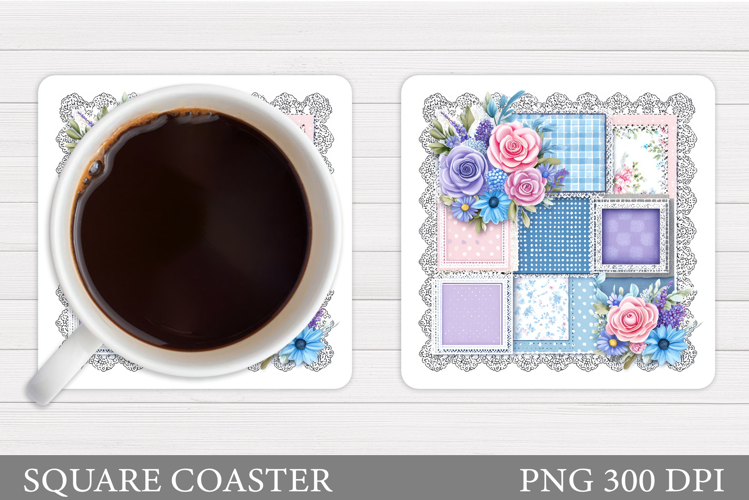 Floral Coaster Sublimation. Flowers Coaster Design