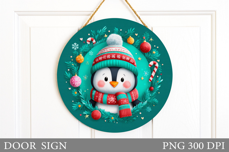 Christmas Penguin Door Sign. Christmas Door Sign Design