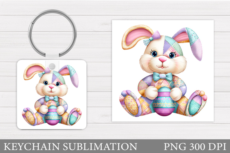 Easter Bunny Keychain Sublimation. Easter Keychain Design