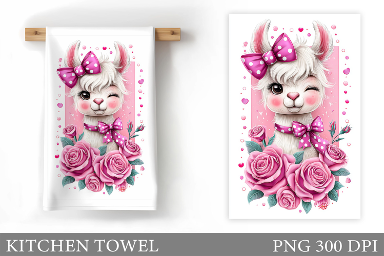Cute Lama Kitchen Towel. Lama Flowers Kitchen Towel Design