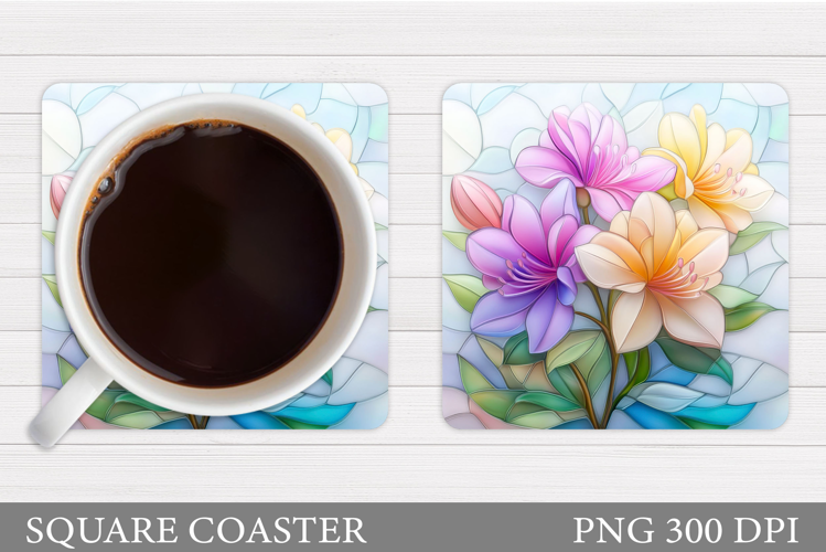 Flowers Coaster Sublimation. Floral Coaster Design