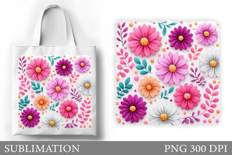 Flowers Tote Bag Design. Floral Tote Bag Sublimation