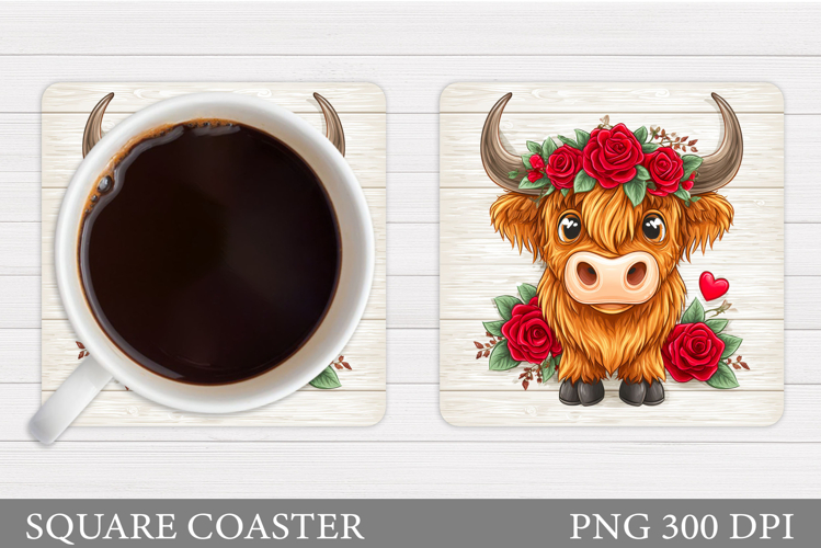 Valentines Cow Coaster Design. Valentines Square Coaster