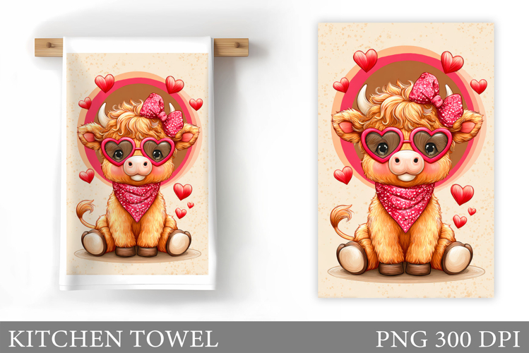 Valentines Cow Kitchen Towel. Valentine Kitchen Towel Design