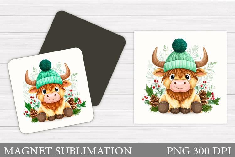 Christmas Cow Magnet. Christmas Magnet Sublimation