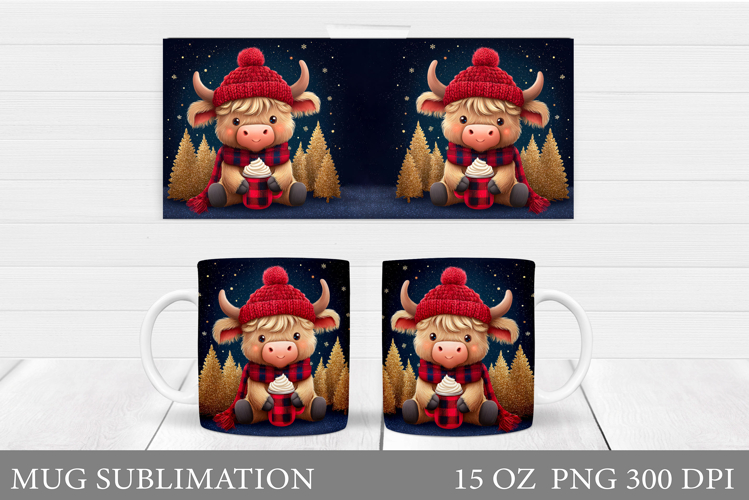 Christmas Cow Mug Design. Christmas Mug Sublimation