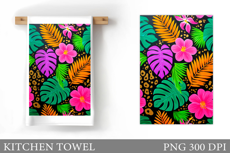 Tropical Leaves Kitchen Towel. Tropical Kitchen Towel Design