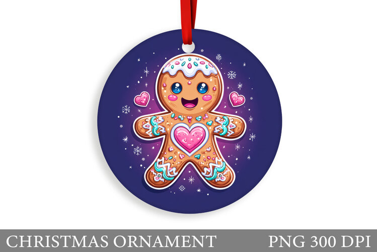 Gingerbread Christmas Ornament. Cute Raccoon Sublimation example image 1