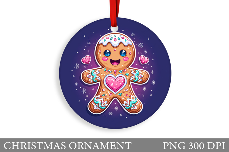 Gingerbread Christmas Ornament. Cute Raccoon Sublimation