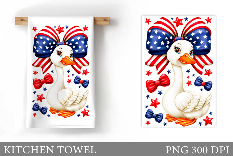 Patriotic Goose Kitchen Towel. Patriotic Kitchen Towel example image 1
