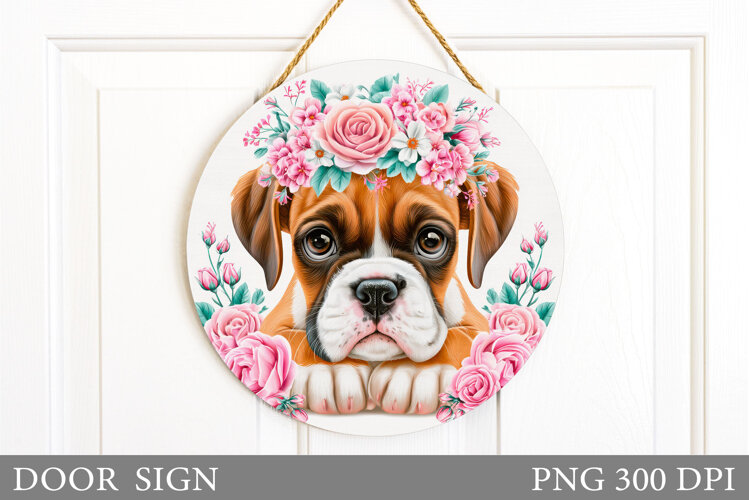 Dog Door Sign Design. Cute Dog Sublimation example image 1