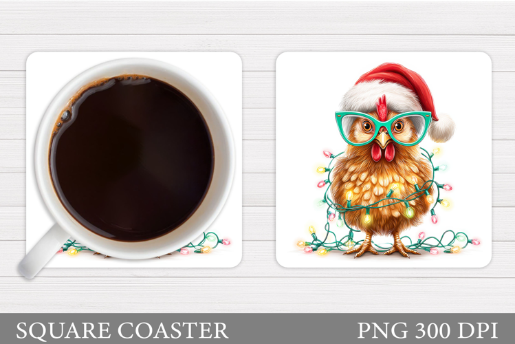 Christmas Chicken Coaster. Christmas Coaster Sublimation