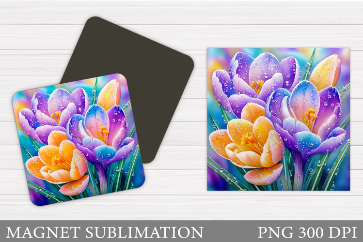 Crocus Magnet Design. Spring Flowers Magnet Sublimation