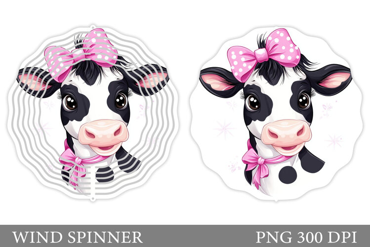 Cute Cow Wind Spinner Design. Cute Cow Sublimation example image 1