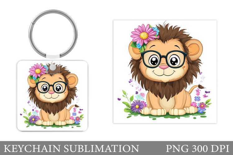 Cute Lion Keychain Design. Cute Lion Sublimation