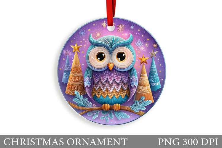 Christmas Owl Christmas Ornament. Christmas Owl Sublimation