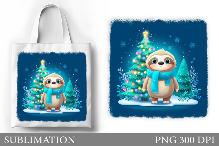 Christmas Sloth Tote Bag. Christmas Tote Bag Sublimation