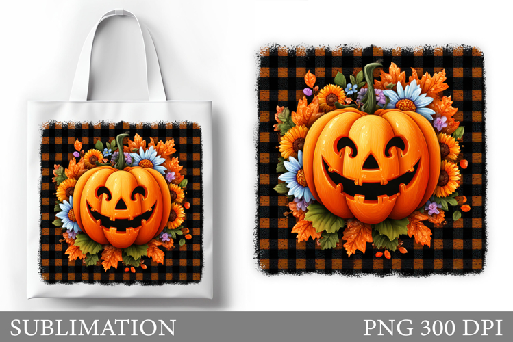 Halloween Pumpkin Sublimation. Halloween Tote Bag Design