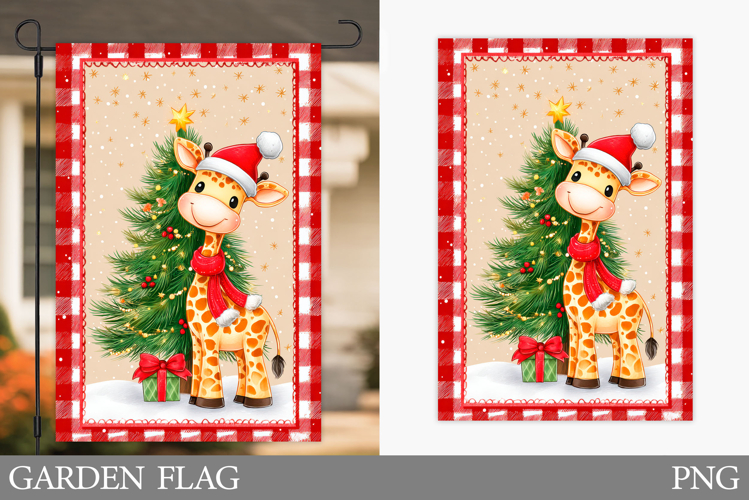 Christmas Giraffe Garden Flag. Christmas Garden Flag Design