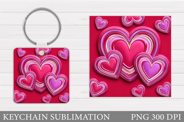 Hearts Keychain Design. Valentine Keychain Sublimation