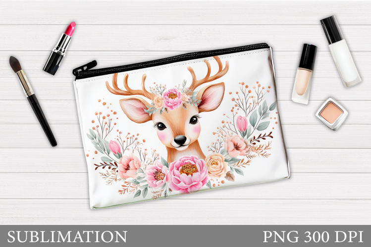 Cute Deer Cosmetics Bag Design. Deer Makeup Bag Sublimation