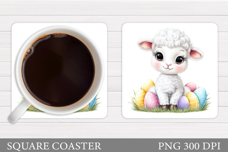 Easter Lamb Coaster Design. Easter Coaster Sublimation example image 1