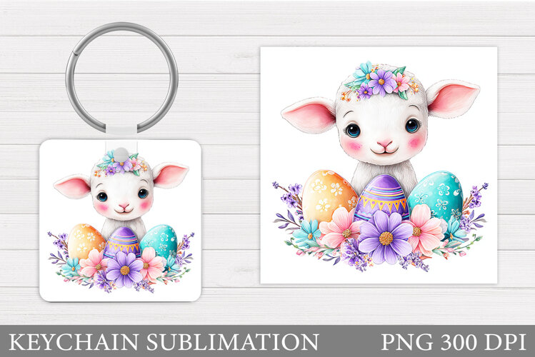 Easter Lamb Keychain Sublimation. Easter Keychain Design example image 1