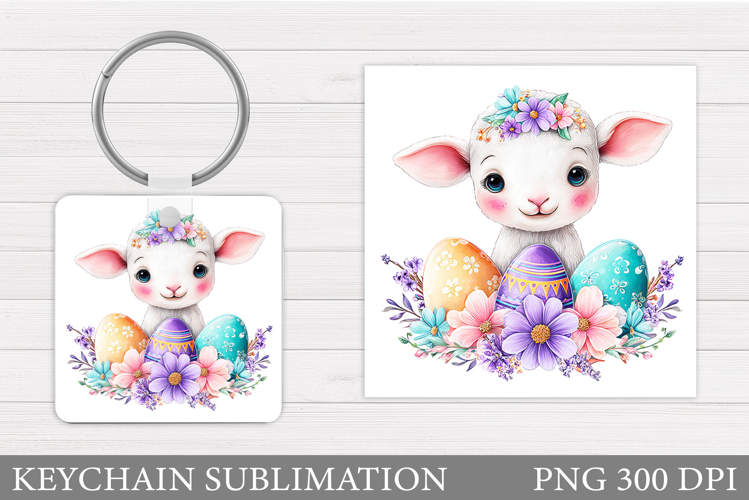 Easter Lamb Keychain Sublimation. Easter Keychain Design