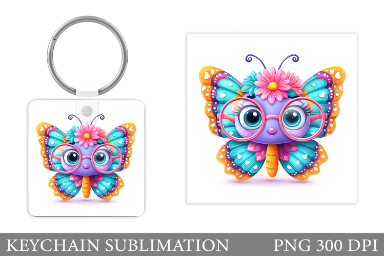 Cute Butterfly Keychain Design. Cute Butterfly Sublimation