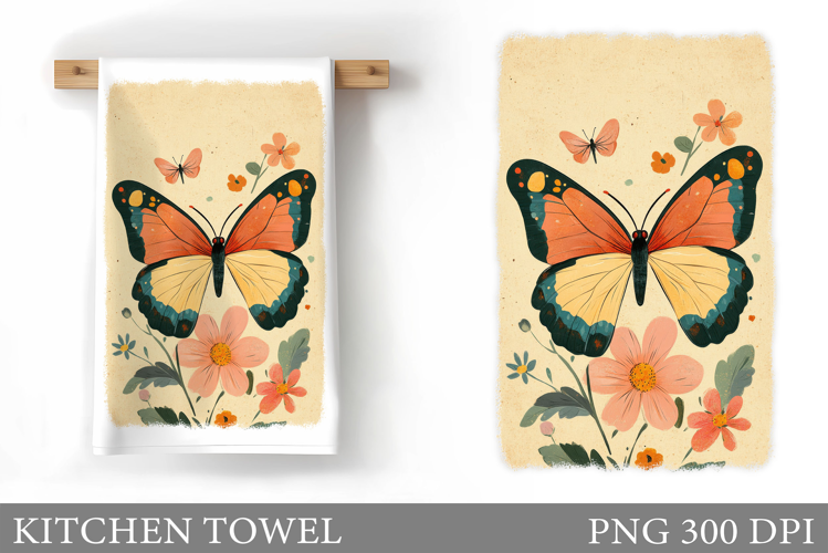 Butterfly Kitchen Towel Design. Butterfly Sublimation