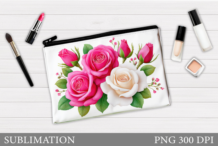 Roses Makeup Bag Sublimation. Floral Makeup Bag Design