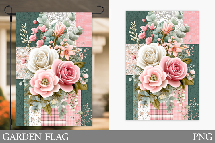 Flowers Garden Flag Sublimation. Floral Garden Flag Design