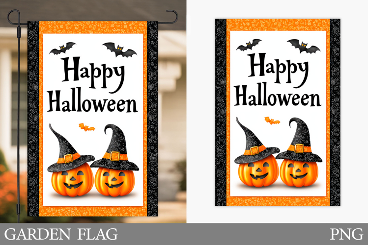 Halloween Garden Flag Design. Halloween Pumpkin Garden Flag