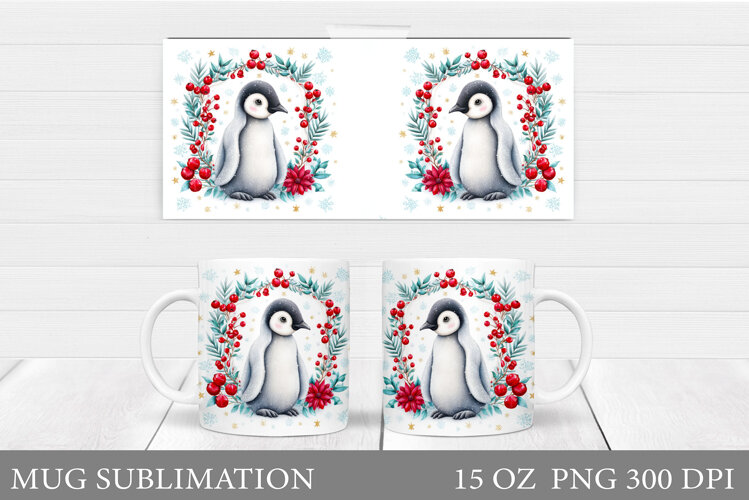 Christmas Penguin Mug Sublimation. Christmas Mug Design example image 1