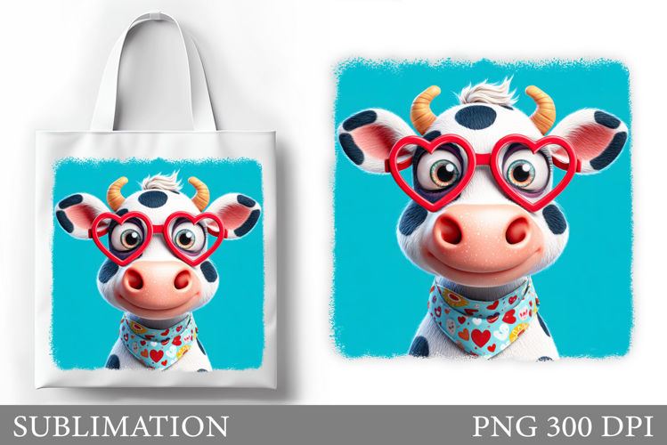 Cute Cow Tote Bag Design. Cute Cow Sublimation