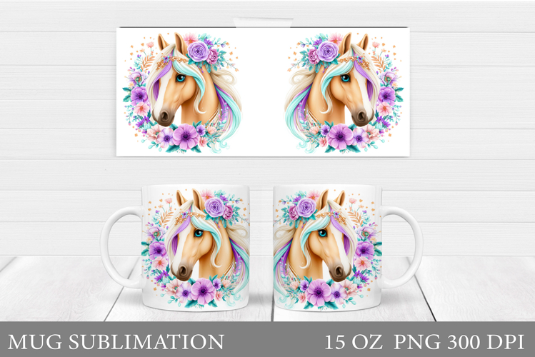 Horse Mug Wrap Sublimation. Horse Mug Design