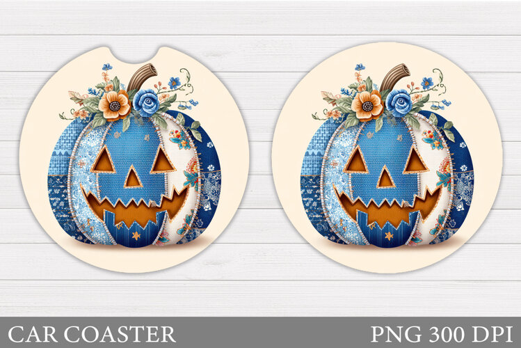 Halloween Pumpkin Coaster Design. Halloween Car Coaster example image 1