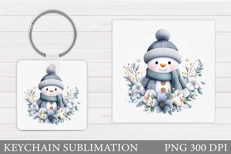Christmas Snowman Keychain. Christmas Keychain Sublimation example image 1